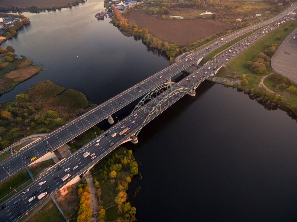 Aerial view of bridge constructiton project
